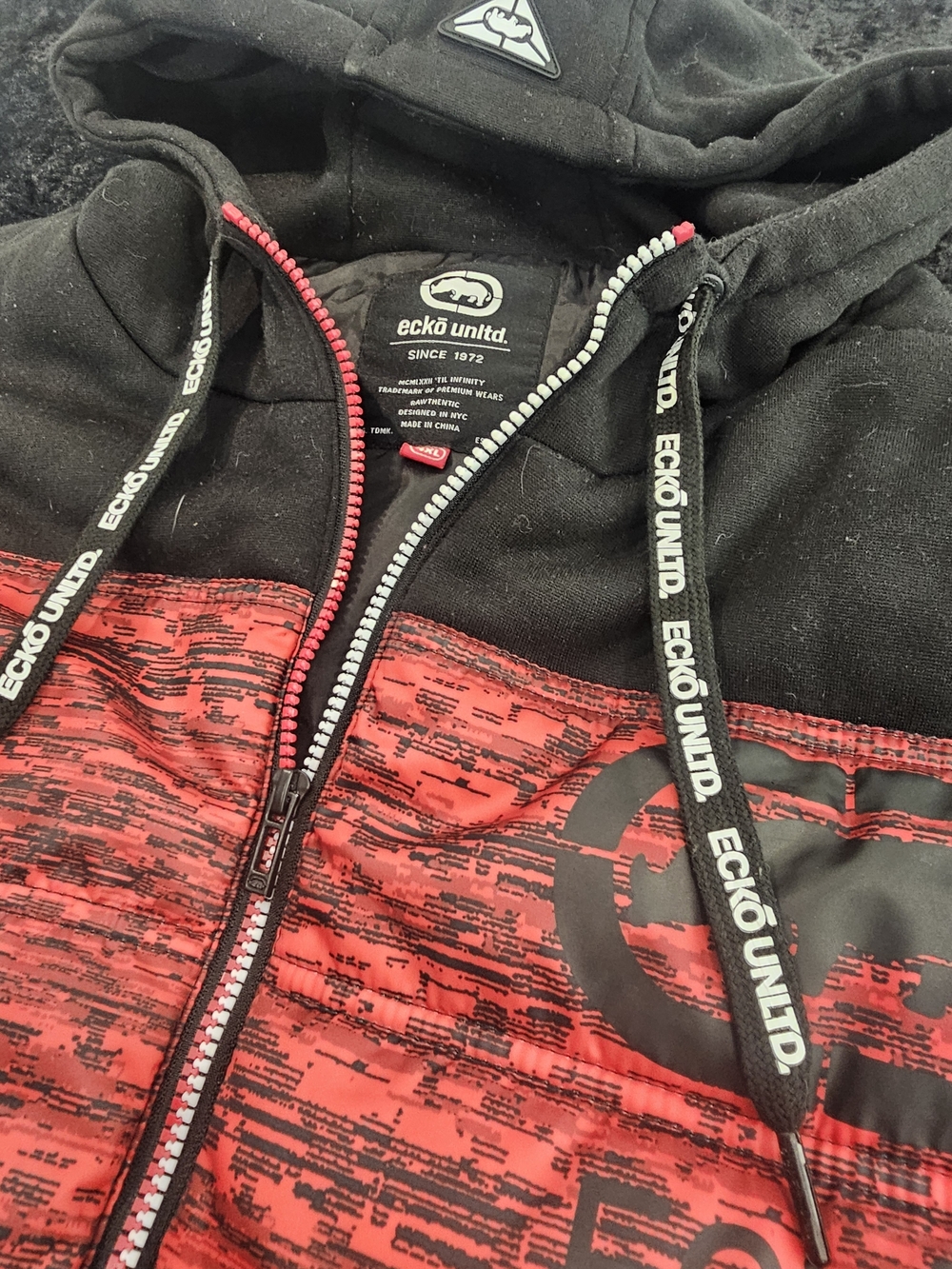 Ecko Unltd Black and Red Zip-Up Hoodie